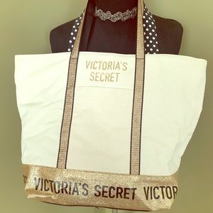 Victoria Secret Off White and Gold Tote